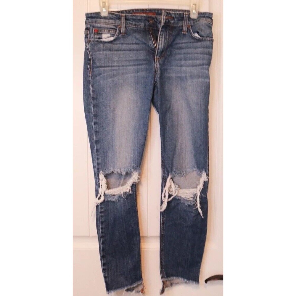 Joe’s Jeans Womens 26 Blue Distressed The Blondie Mid Rise Skinny Ankle Denim